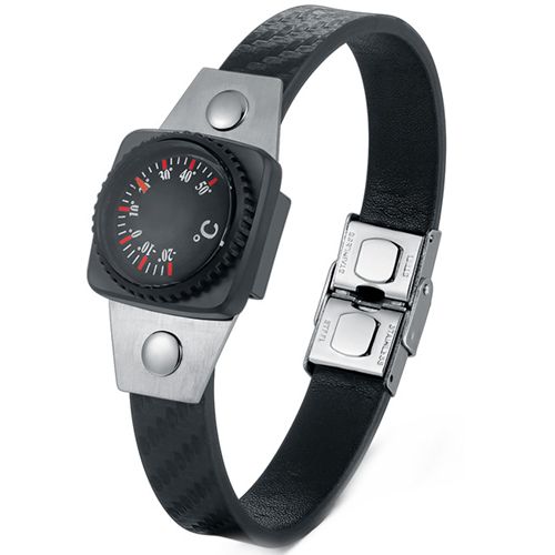 ***COI Titanium Thermometer Rubber Bracelet With Steel Clasp(Length: 8.27 inches)-00614AA