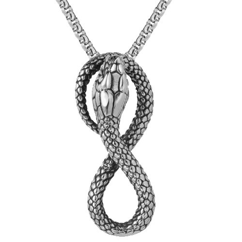 ***COI Titanium Black Silver Infinity Snake Pendant-00629AA