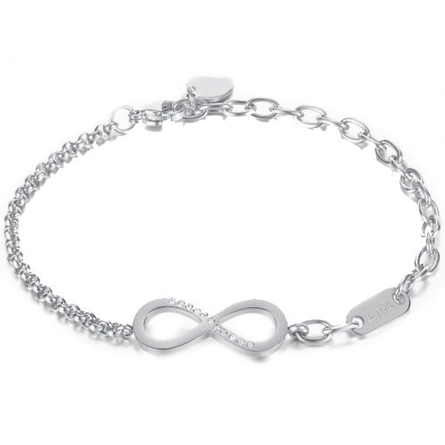 ***COI Titanium Gold Tone/Silver Infinity Bracelet With Cubic Zirconia and Steel Clasp(Length: 8.27 inches)-00638AA