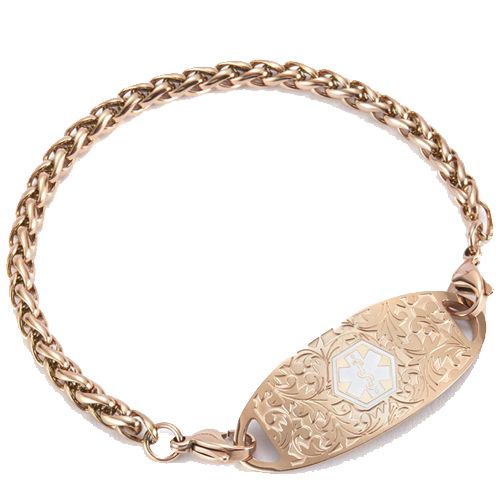 ***COI Rose Titanium Medical Alert Bracelet With Steel Clasp(Length: 7.48 inches)-00642AA