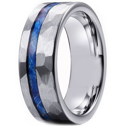 ***COI Titanium Hammered Ring With Meteorite-00652AA