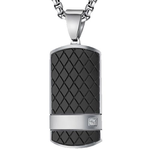 ***COI Titanium Black Gold Tone/Silver Pendant With Cubic Zirconia-00656AA
