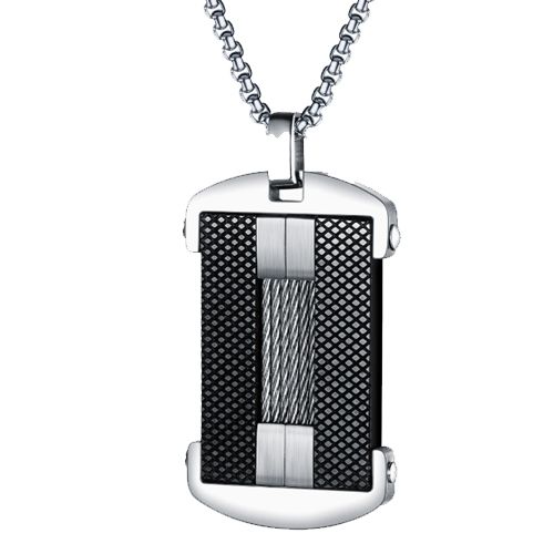 ***COI Titanium Black Silver Wire Tag Pendant-00675AA