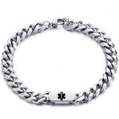 ***COI Titanium Medical Alert Bracelet With Steel Clasp(Length: 7.28 inches)-00684AA