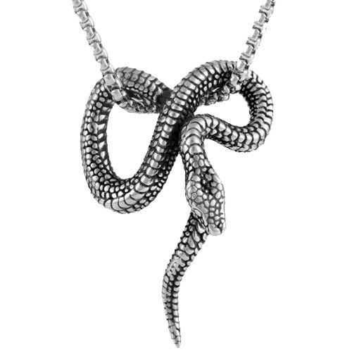 ***COI Titanium Black Silver Infinity Snake Pendant-00694AA