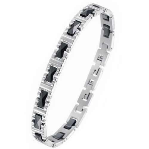 ***COI Titanium Black Ceramic Bracelet With Steel Clasp(Length: 7.48 inches)-00720AA