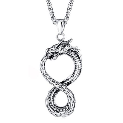 ***COI Titanium Black Silver Infinity Dragon Pendant-00739AA