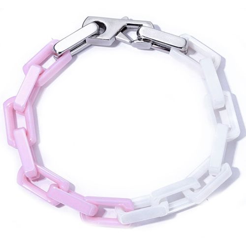 ***COI Titanium Pink & White Ceramic Bracelet With Steel Clasp(Length: 8.46 inches)-00755AA