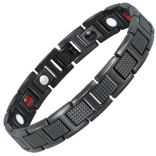 ***COI  Titanium Black/Gold Tone Bracelet With Steel Clasp(Length: 7.87 inches)-00826AA