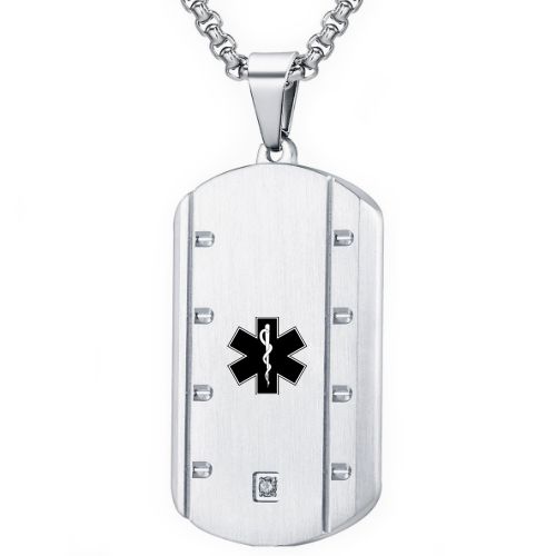 ***COI Titanium Medical Alert Pendant With Cubic Zirconia-00835AA