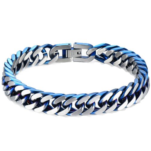 ***COI Titanium Blue Silver Bracelet With Steel Clasp(Length: 8.66 inches)-00840AA