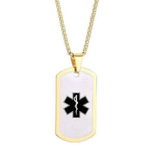 ***COI Titanium Black/Gold Tone/Rainbow Color Silver Medical Alert Pendant-00864AA