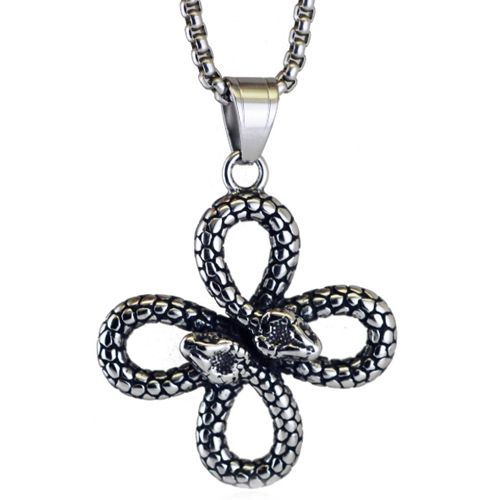 ***COI Titanium Black Silver Celtic Snake Pendant-00869AA