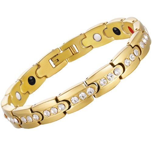 ***COI Titanium Rose/Gold Tone Cubic Zirconia Bracelet With Steel Clasp(Length: 8.27 inches)-00914A