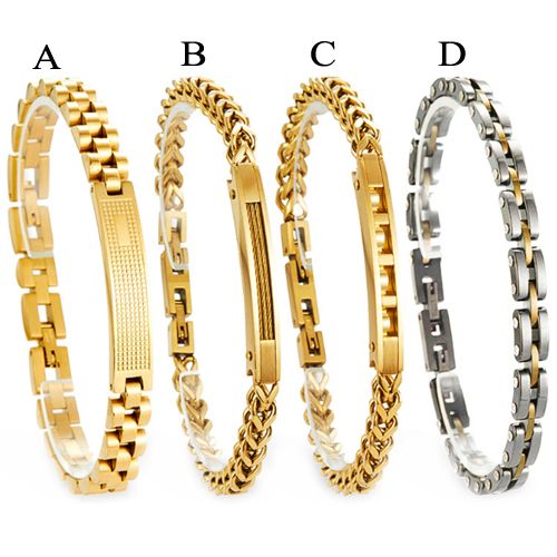 ***COI Titanium Gold Tone/Silver Bracelet With Steel Clasp(Length: 8.27 inches)-00933AA