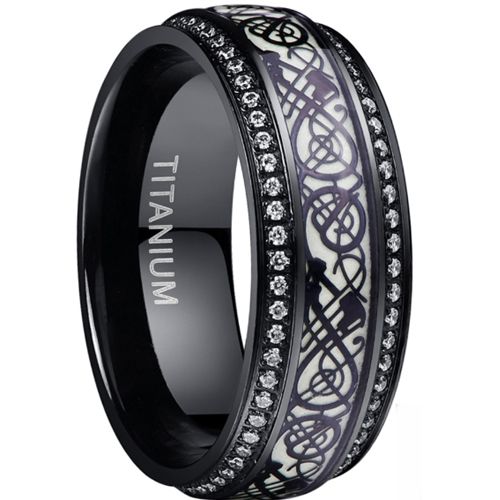 ***COI Black Titanium Dragon Ring With Cubic Zirconia-00942AA