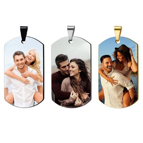 ***COI Titanium Black/Gold Tone/Silver Pendant With Custom Color Photo Engraving-00970AA