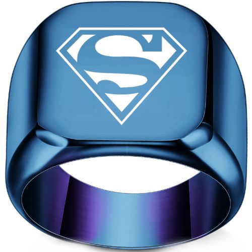 ***COI Titanium Black/Gold Tone/Blue/Silver Super Man Ring-00980AA