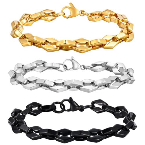 ***COI Titanium Black/Gold Tone/Silver Bracelet With Stainless Steel Clasp(Length: 8.27 inches)-01048AA