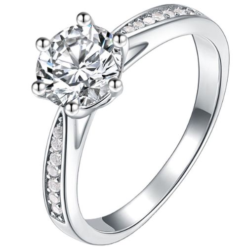 ***COI Sterling Silver 925 Solitaire Ring With Moissanite-01090AA