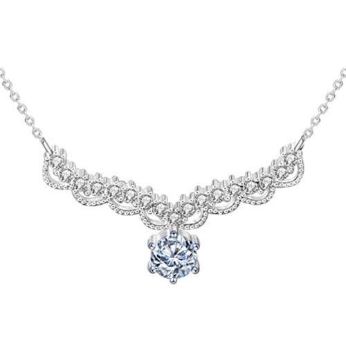 ***COI Sterling Silver 925 0.50ct Solitaire Moissanite Necklace(Length:19.68 inches)-01099AA