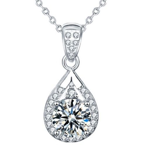 ***COI Sterling Silver 925 1 Carat Solitaire Moissanite Pendant-01103AA