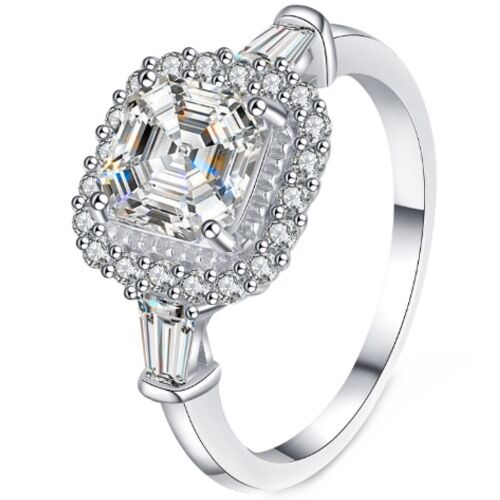***COI Sterling Silver 925 1 Carat Cushion Moissanite Solitaire ring-01114AA