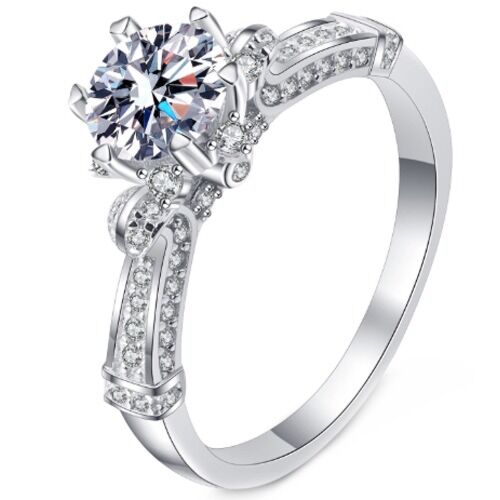 ***COI Sterling Silver 925 1 Carat Moissanite Solitaire Ring-01115AA