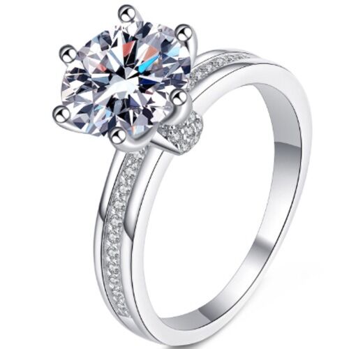 ***COI Sterling Silver 925 3 Carat Moissanite Solitaire Ring-01116AA