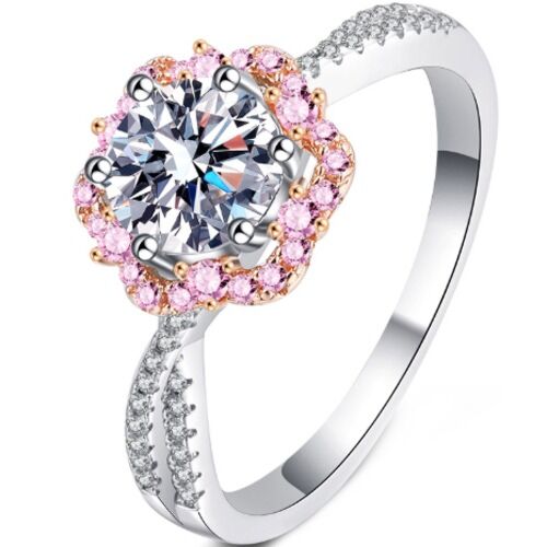 ***COI Sterling Silver 925 Rose Silver 1 Carat Moissanite Solitaire Ring-01121AA
