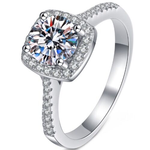***COI Sterling Silver 925 1 Carat Moissanite Solitaire Ring-01124AA