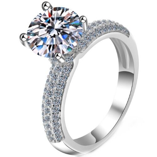 ***COI Sterling Silver 925 2 Carat Moissanite Solitaire Ring-01125AA