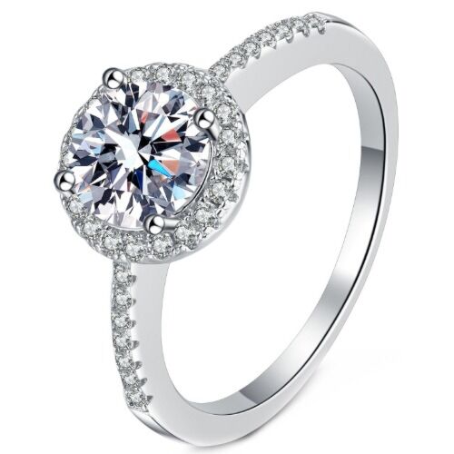 ***COI Sterling Silver 925 1 Carat Moissanite Solitaire Ring-01133AA
