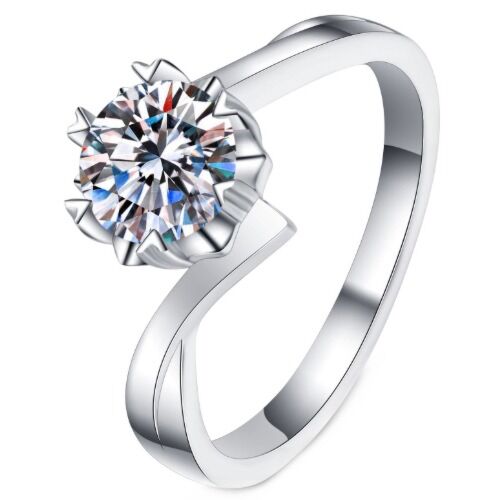 ***COI Sterling Silver 925 1 Carat Moissanite Solitaire Ring-01139AA