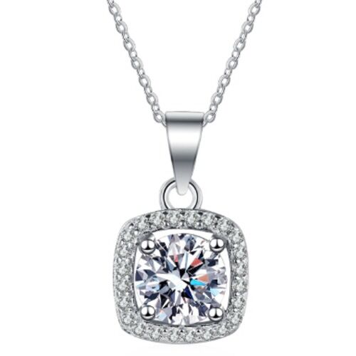 ***COI Sterling Silver 925 1 Carat Moissanite Solitaire Pendant-01141AA