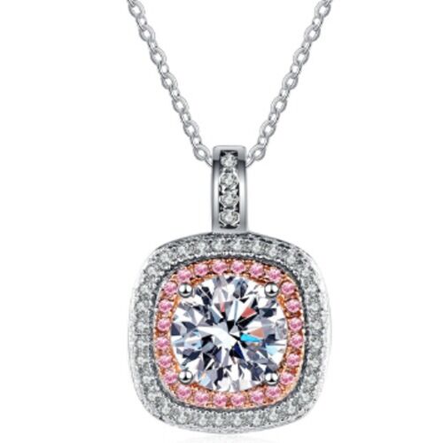***COI Sterling Silver Rose Silver 1 Carat Moissanite Solitaire Pendant-01142AA