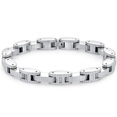 ***COI Titanium Black/Gold Tone/Silver Cubic Zirconia Bracelet With Steel Clasp(Length: 9.06 inches)-01163AA