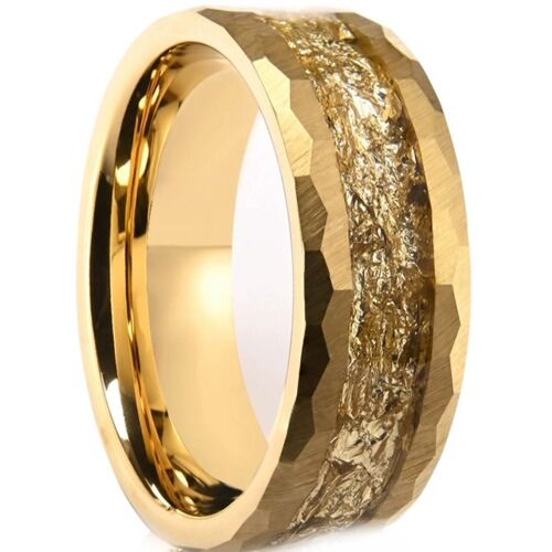 ***COI Gold Tone Tungsten Carbide Faceted Ring With Gold Foil-01195AA