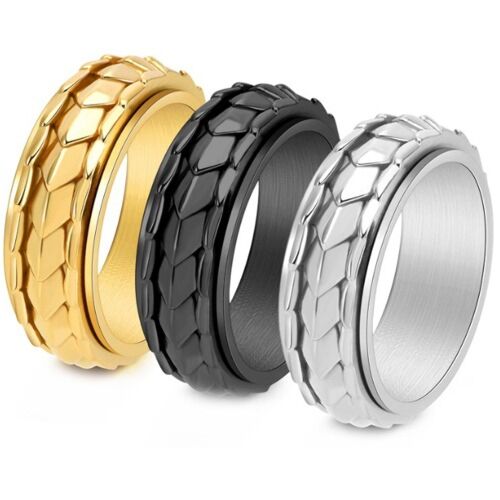 ***COI Titanium Black/Gold Tone/Silver Couple Wedding Rotating Ring-01213AA