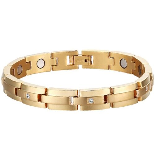 ***COI Gold Tone Titanium Cubic Zirconia Bracelet With Steel Clasp(Length: 8.27 inches)-01222AA