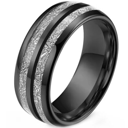 ***COI Black Titanium Meteorite Dome Court Ring-01234AA