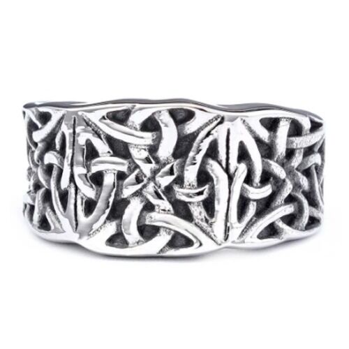 ***COI Titanium Black Silver Trinity Knots Celtic Ring-01260AA