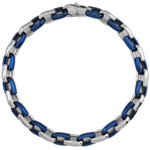 ***COI Titanium Blue Silver/Black Blue/Black Gold Tone Bracelet With Steel Clasp(Length: 8.07 inches)-01263AA
