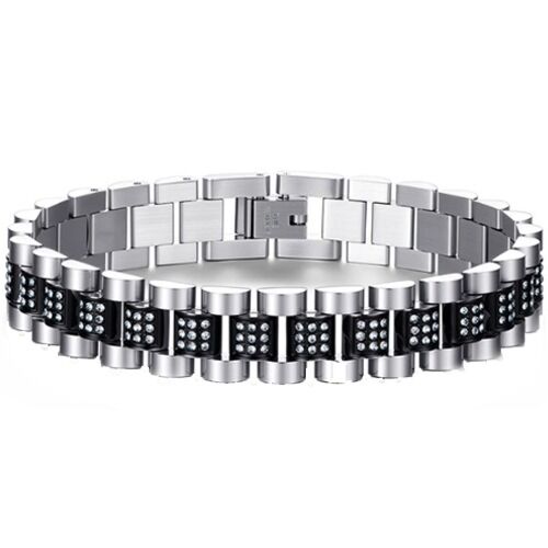 ***COI Titanium Blue/Black Silver/Gold Tone Silver Cubic Zirconia Bracelet With Steel Clasp(Length: 8.27 inches)-01264AA
