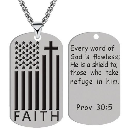 ***COI Titanium Black/Gold Tone/Silver Cross & Prayer Tag Pendant-01279AA