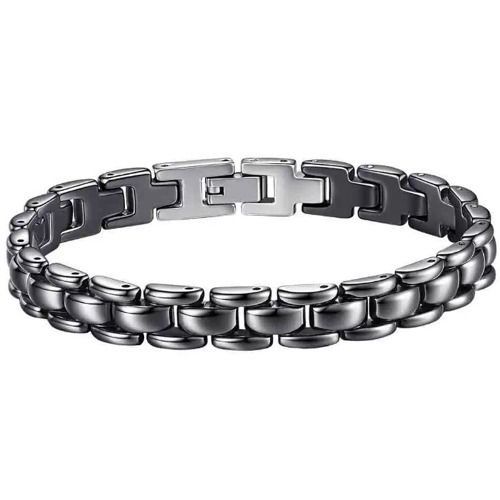 ***COI Titanium Black/White Ceramic Bracelet With Steel Clasp(Length: 7.87 inches)-01286AA