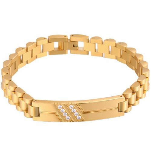 ***COI Titanium Black/Gold Tone/Silver Cubic Zirconia Bracelet With Steel Clasp(Length: 8.27 inches)-01320AA