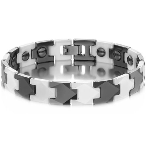 ***COI Titanium Ceramic Bracelet With Steel Clasp(Length: 8.27 inches)-01334AA