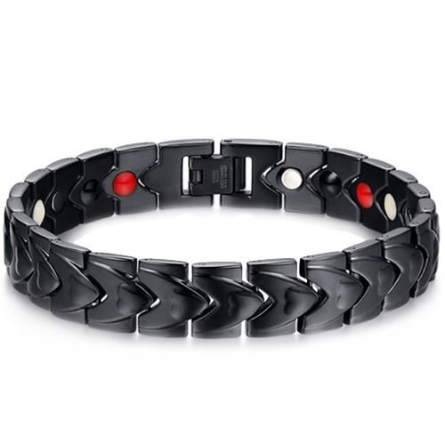 ***COI Black Titanium Bracelet With Steel Clasp(Length: 8.46 inches)-01356AA