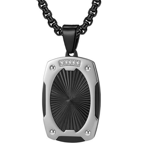 ***COI Titanium Black/Gold Tone Silver Pendant With Cubic Zirconia-01370AA